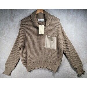 Vintage Havana Top Sweater Womens Sz M Beige Long Sleeve Distressed NWT